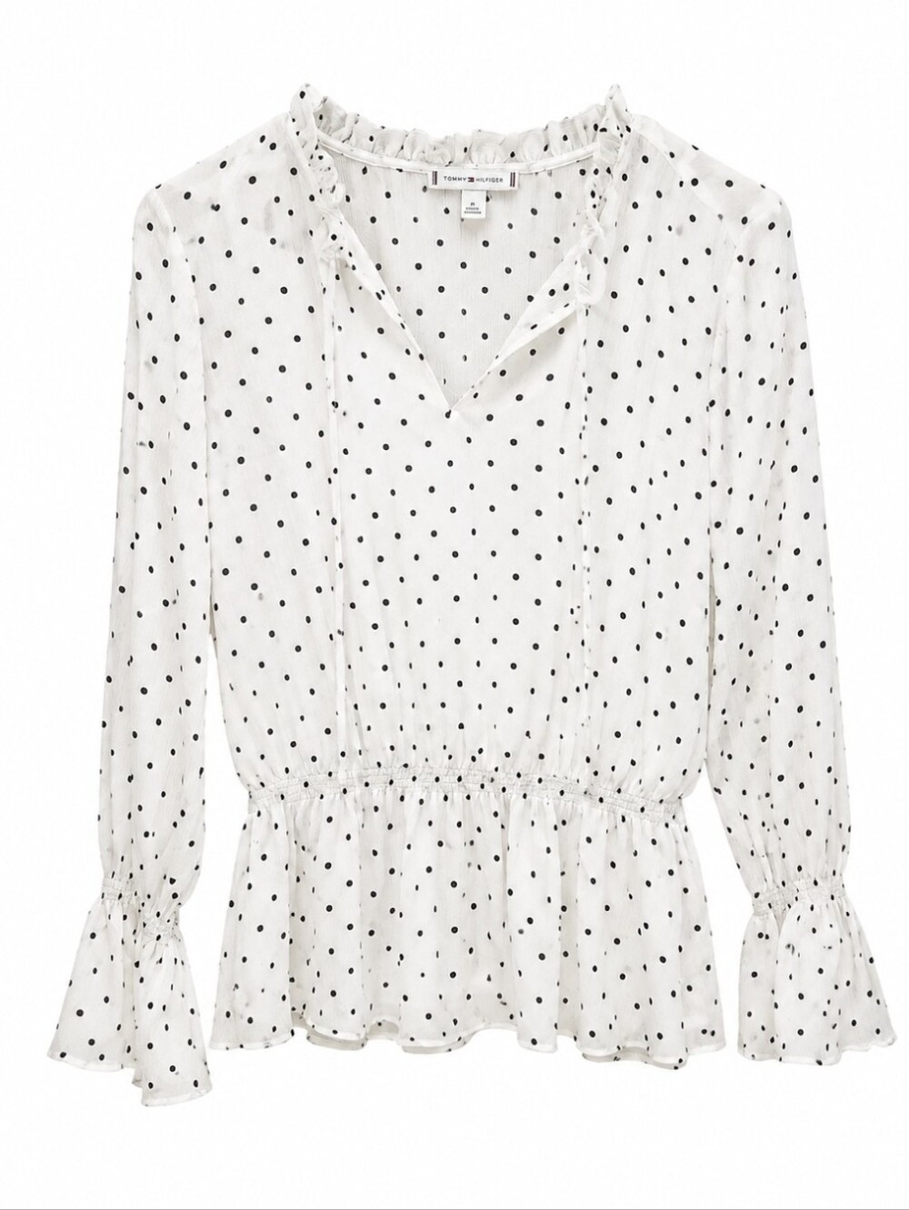 Tommy Hilfiger Polka Dot Peplum Blouse – Women's Medium